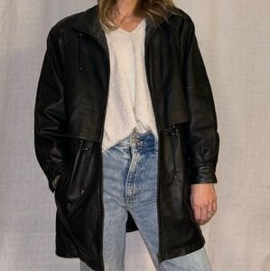 Vintage Jacqueline Ferrar Women's Black Genuine Leather Jacket Coat